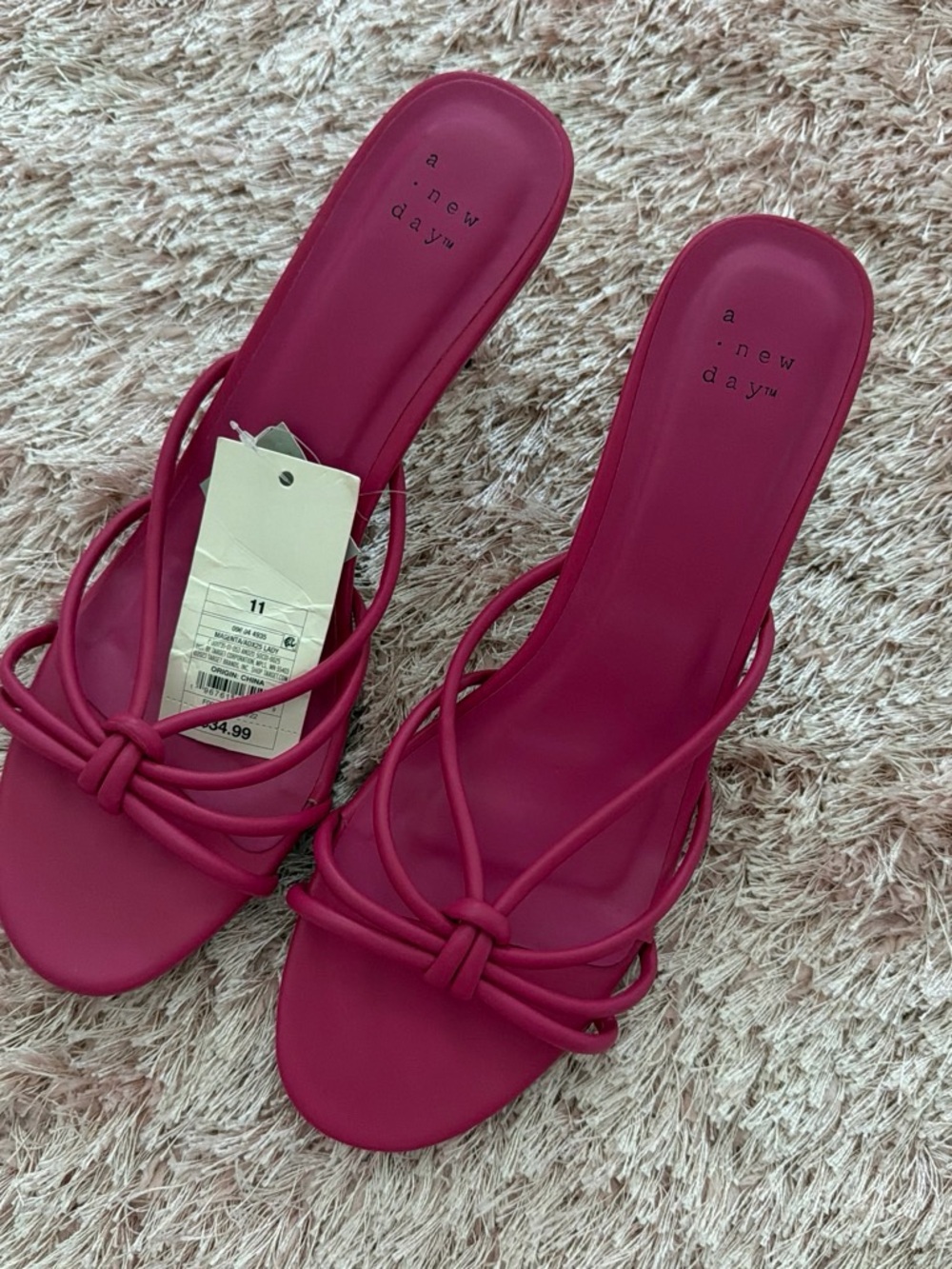 a new day Pink Knotted Strappy Slide Heels